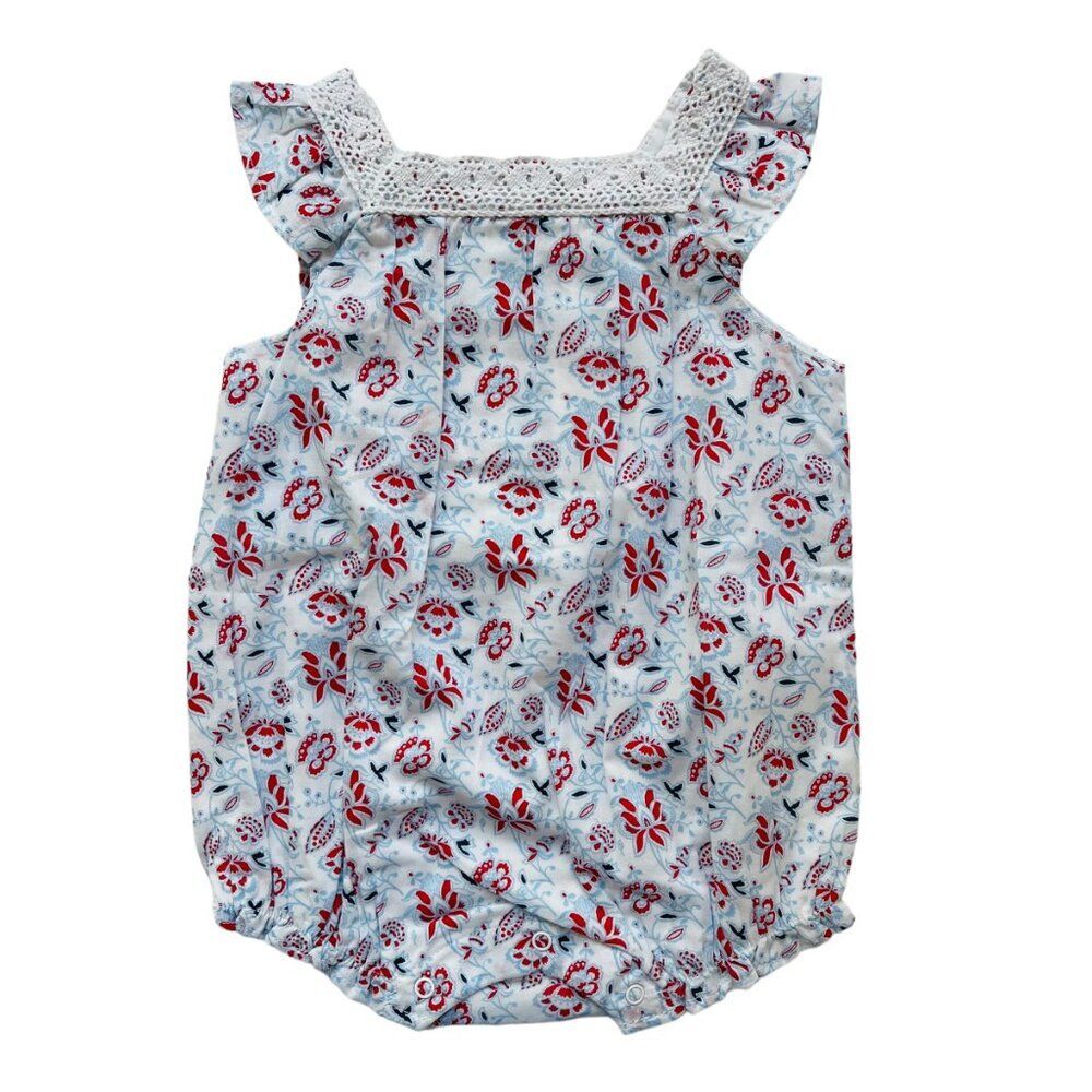 NWT Janie & Jack Floral Crochet Trim Romper Size 3-6 months